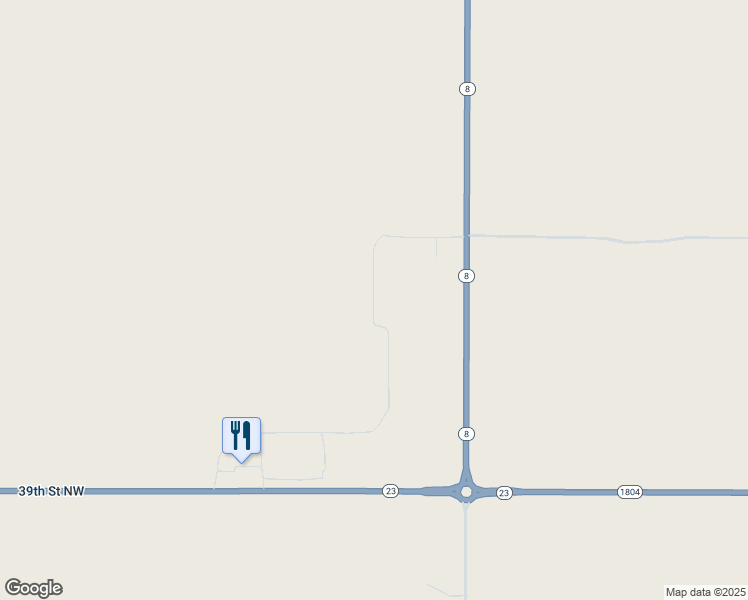 map of restaurants, bars, coffee shops, grocery stores, and more near 3945 North Dakota 8 in New Town