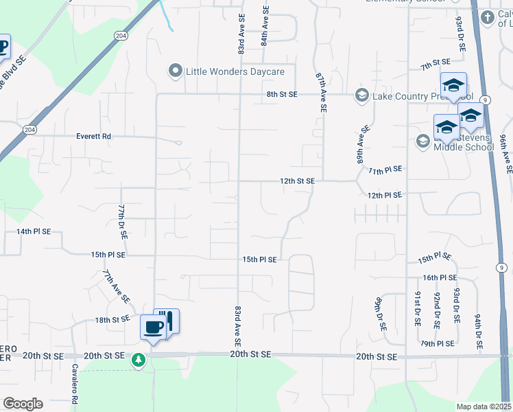 map of restaurants, bars, coffee shops, grocery stores, and more near 1210 84th Avenue Southeast in Lake Stevens
