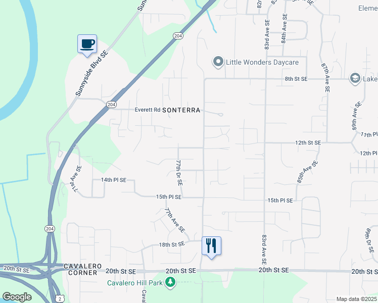 map of restaurants, bars, coffee shops, grocery stores, and more near 7730 12th Street Southeast in Lake Stevens
