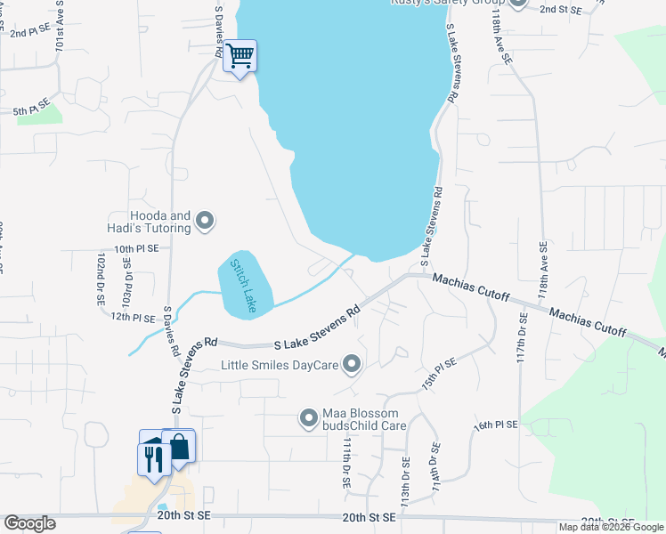 map of restaurants, bars, coffee shops, grocery stores, and more near 11024 Uct Loop Road in Lake Stevens