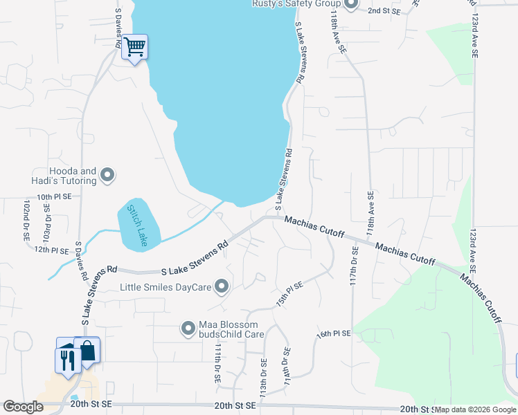 map of restaurants, bars, coffee shops, grocery stores, and more near 11309 South Lake Stevens Road in Lake Stevens