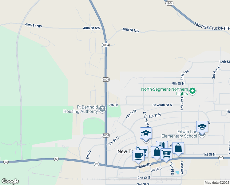 map of restaurants, bars, coffee shops, grocery stores, and more near 3964 89th Avenue Northwest in New Town