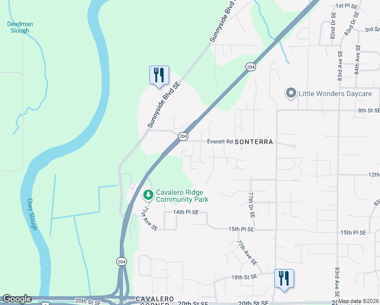 map of restaurants, bars, coffee shops, grocery stores, and more near 1029 73rd Drive Southeast in Lake Stevens