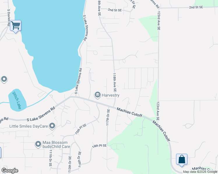 map of restaurants, bars, coffee shops, grocery stores, and more near 1105 117th Drive Southeast in Lake Stevens