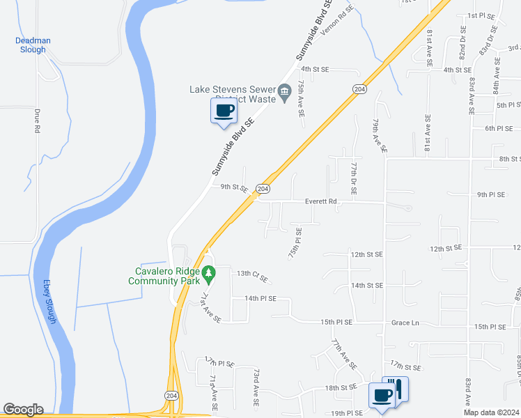 map of restaurants, bars, coffee shops, grocery stores, and more near 7304 10th Street Southeast in Lake Stevens