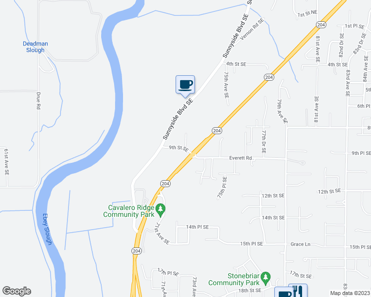 map of restaurants, bars, coffee shops, grocery stores, and more near 7620 9th Street Southeast in Lake Stevens