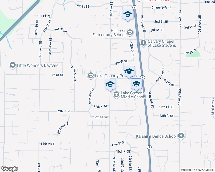 map of restaurants, bars, coffee shops, grocery stores, and more near 9031 9th Place Southeast in Lake Stevens