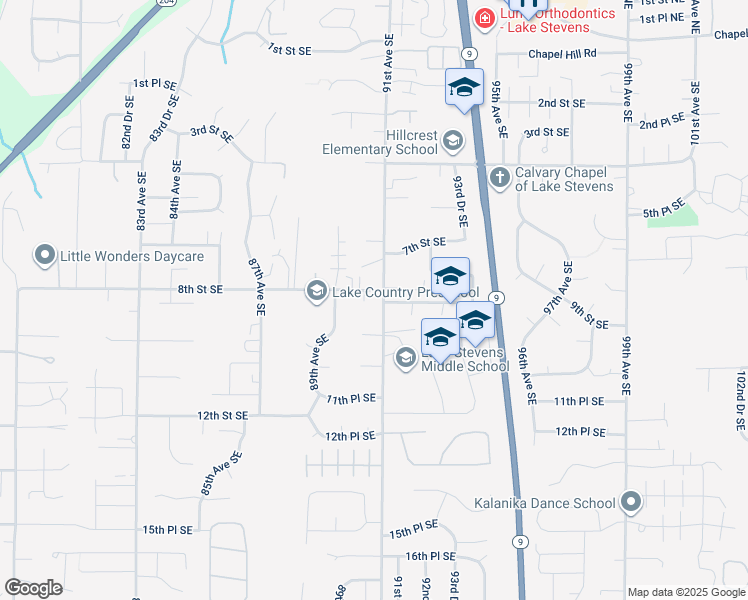map of restaurants, bars, coffee shops, grocery stores, and more near 9031 9th Place Southeast in Lake Stevens