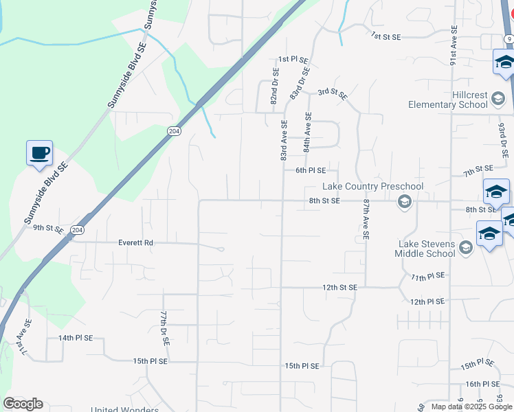 map of restaurants, bars, coffee shops, grocery stores, and more near 8120 8th Street Southeast in Lake Stevens