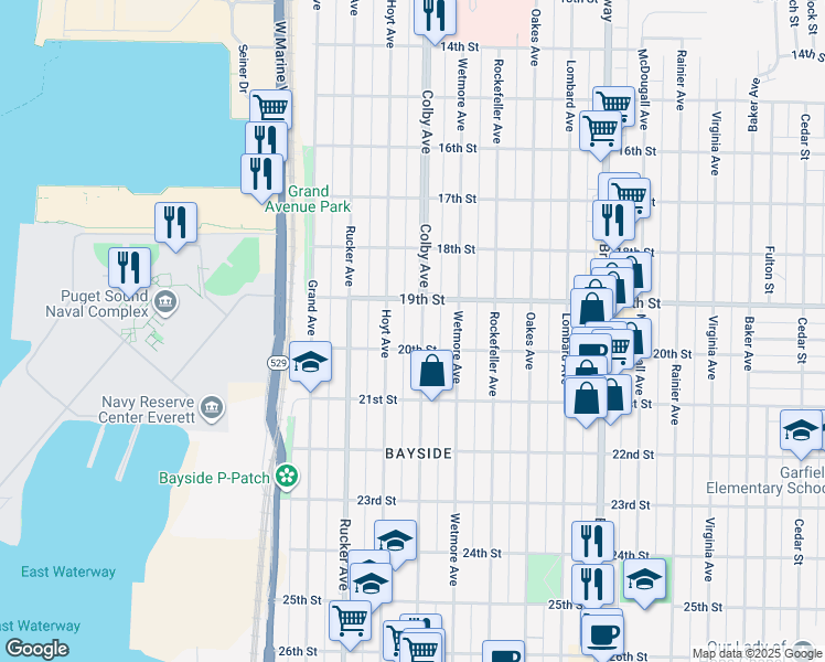 map of restaurants, bars, coffee shops, grocery stores, and more near 1922 Colby Avenue in Everett