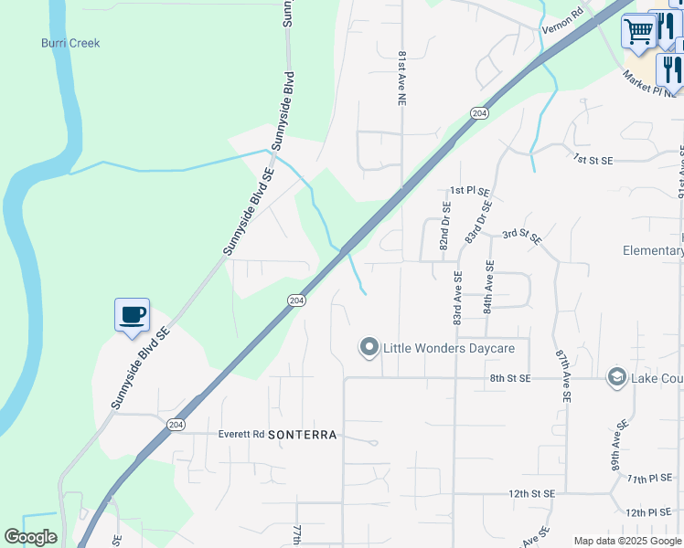 map of restaurants, bars, coffee shops, grocery stores, and more near 8132 4th Street Southeast in Lake Stevens