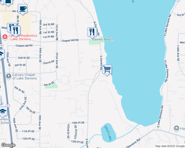 map of restaurants, bars, coffee shops, grocery stores, and more near 422 West Davies Loop Road in Lake Stevens