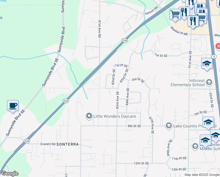 map of restaurants, bars, coffee shops, grocery stores, and more near 8132 4th Street Southeast in Lake Stevens