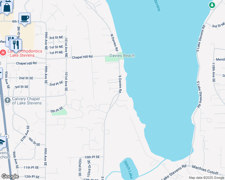 map of restaurants, bars, coffee shops, grocery stores, and more near 328 South Davies Road in Lake Stevens