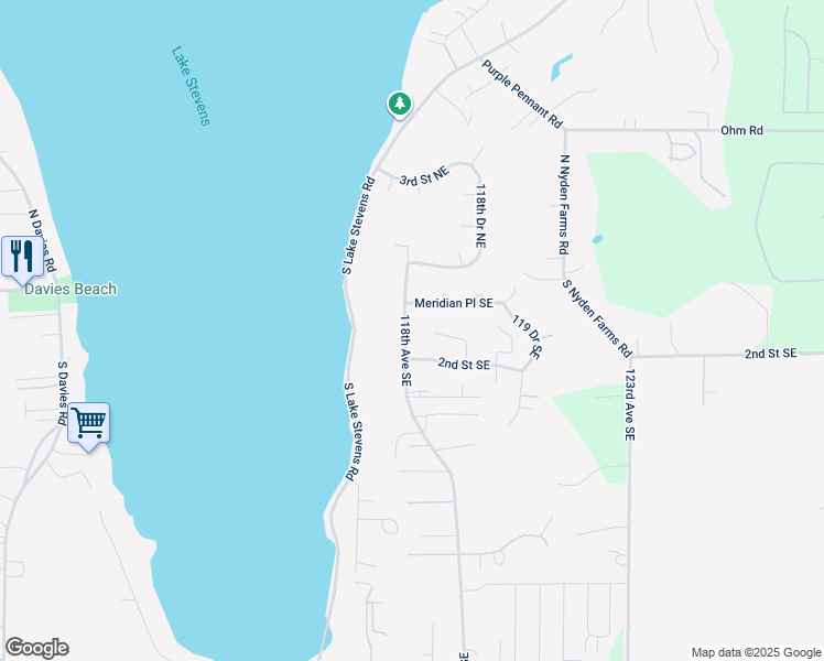 map of restaurants, bars, coffee shops, grocery stores, and more near 111 Rhodora Heights Road in Lake Stevens