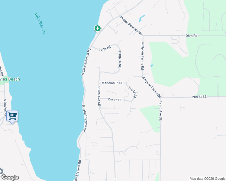 map of restaurants, bars, coffee shops, grocery stores, and more near 11805 1st Place Southeast in Lake Stevens