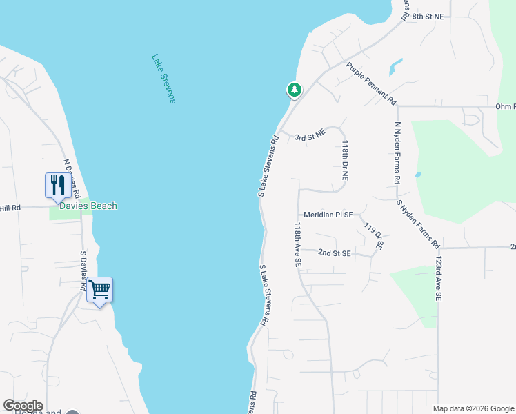 map of restaurants, bars, coffee shops, grocery stores, and more near 7 South Lake Stevens Road in Lake Stevens