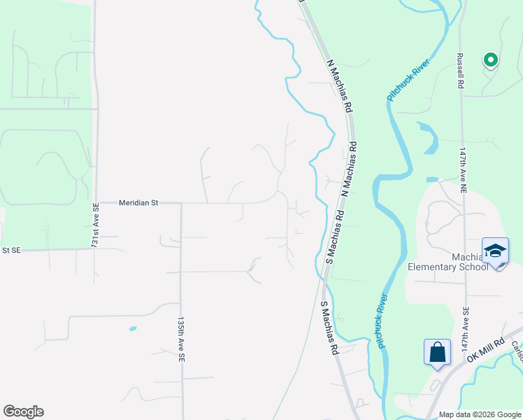 map of restaurants, bars, coffee shops, grocery stores, and more near 13822 Meridian Street in Lake Stevens