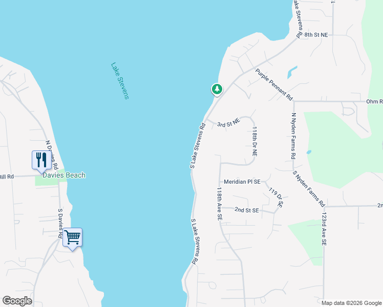 map of restaurants, bars, coffee shops, grocery stores, and more near 7 South Lake Stevens Road in Lake Stevens