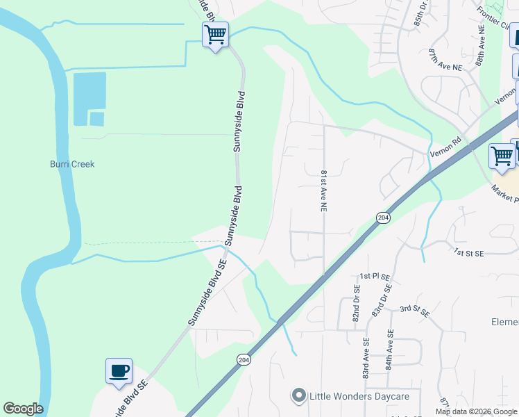 map of restaurants, bars, coffee shops, grocery stores, and more near 27 Vernon Road in Lake Stevens