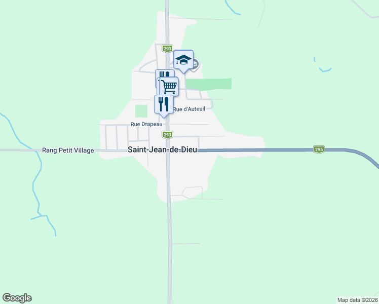 map of restaurants, bars, coffee shops, grocery stores, and more near 21 Rue Gauvin Est in Saint-Jean-de-Dieu