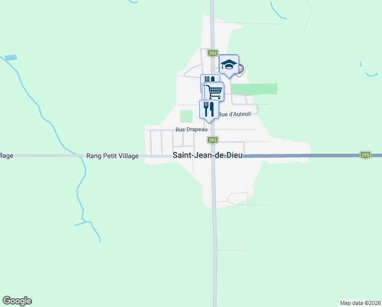 map of restaurants, bars, coffee shops, grocery stores, and more near 17 Rue Gauvin Ouest in Saint-Jean-de-Dieu