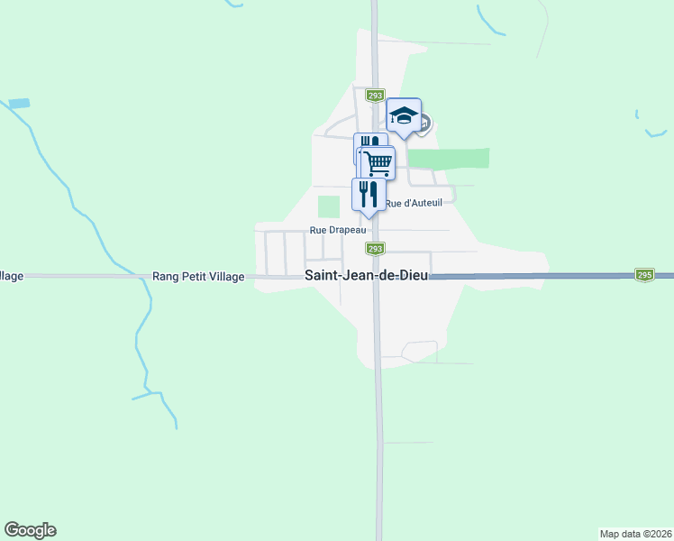 map of restaurants, bars, coffee shops, grocery stores, and more near 17 Rue Gauvin Ouest in Saint-Jean-de-Dieu