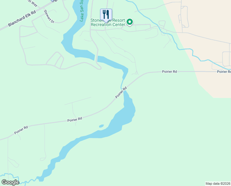 map of restaurants, bars, coffee shops, grocery stores, and more near 1605 Poirier Road in Blanchard