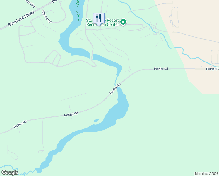 map of restaurants, bars, coffee shops, grocery stores, and more near 1605 Poirier Road in Blanchard