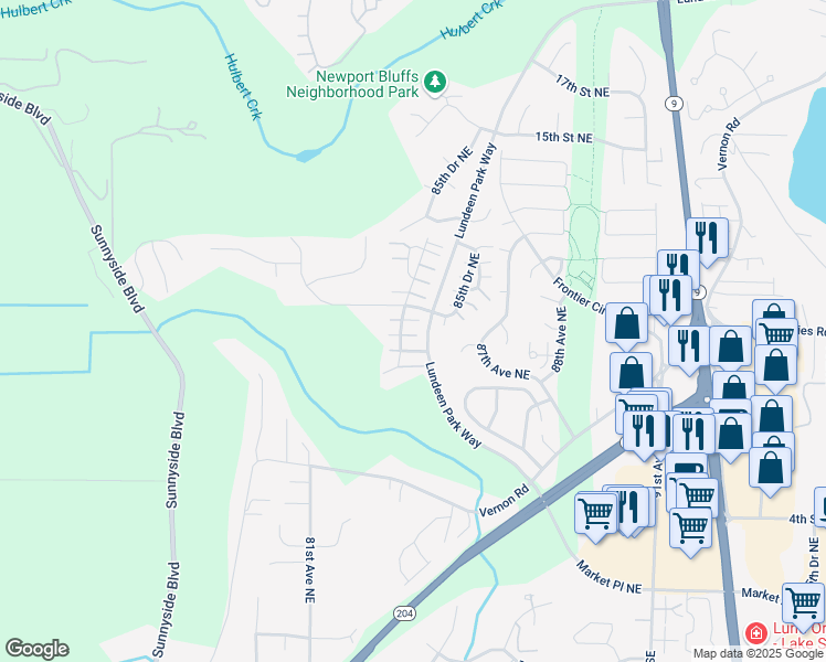 map of restaurants, bars, coffee shops, grocery stores, and more near 8404 9th Street Northeast in Lake Stevens