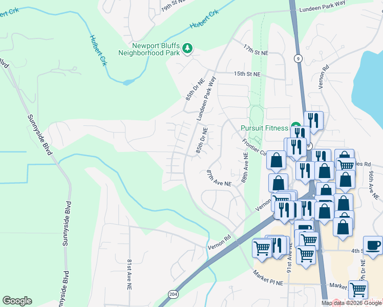 map of restaurants, bars, coffee shops, grocery stores, and more near 1006 85th Drive Northeast in Lake Stevens