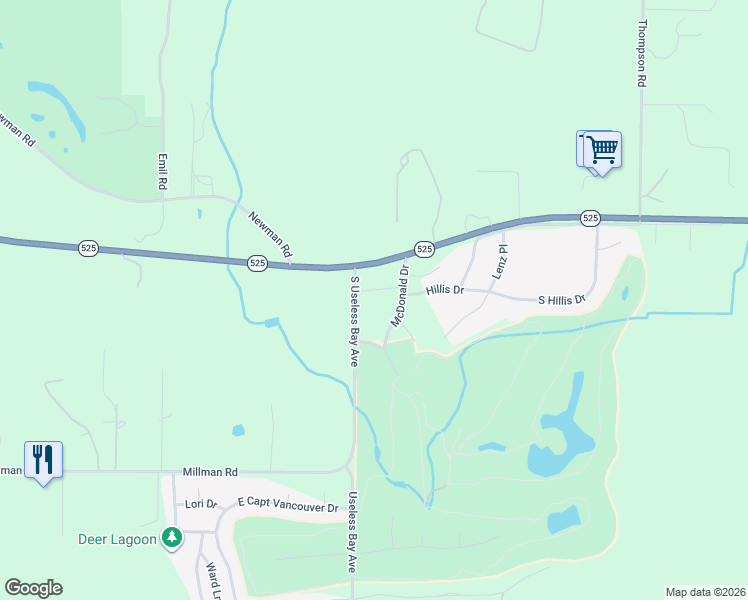 map of restaurants, bars, coffee shops, grocery stores, and more near 2418 James Place in Langley