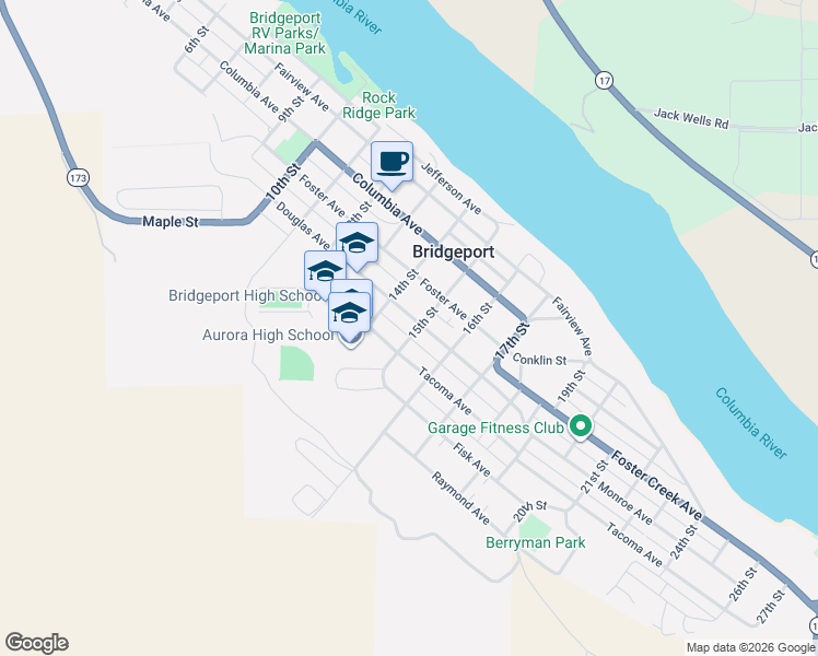 map of restaurants, bars, coffee shops, grocery stores, and more near 506 15th Street in Bridgeport