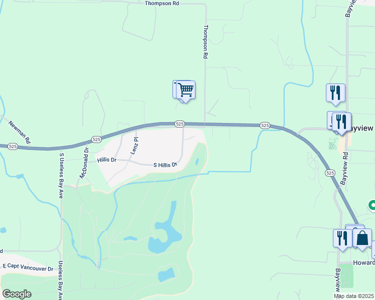 map of restaurants, bars, coffee shops, grocery stores, and more near 2572 Hillis Drive in Langley