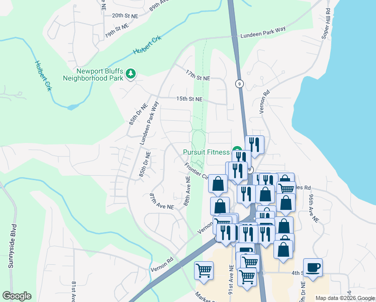 map of restaurants, bars, coffee shops, grocery stores, and more near 8731 10th Place Northeast in Lake Stevens