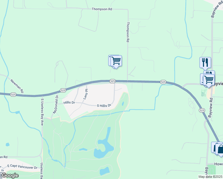 map of restaurants, bars, coffee shops, grocery stores, and more near 2598 Hillis Drive in Langley