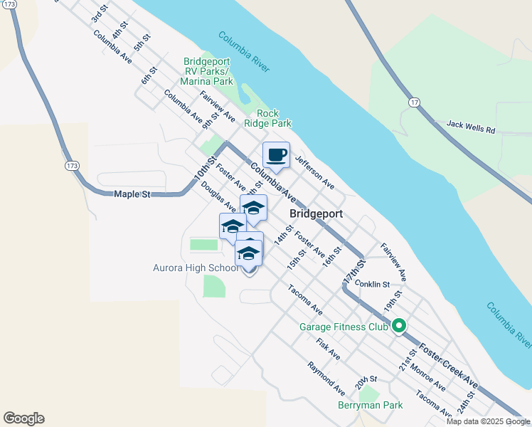 map of restaurants, bars, coffee shops, grocery stores, and more near 1300 Foster Avenue in Bridgeport
