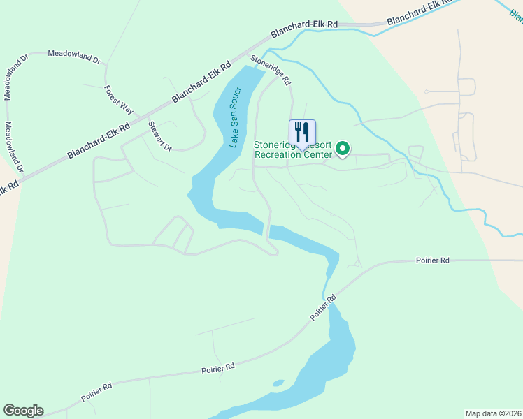 map of restaurants, bars, coffee shops, grocery stores, and more near 372 Hanaford Road in Blanchard
