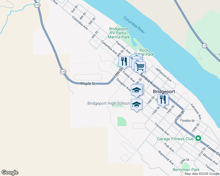 map of restaurants, bars, coffee shops, grocery stores, and more near 525 10th Street in Bridgeport