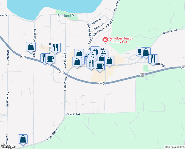 map of restaurants, bars, coffee shops, grocery stores, and more near 5577 Van Barr Place in Freeland