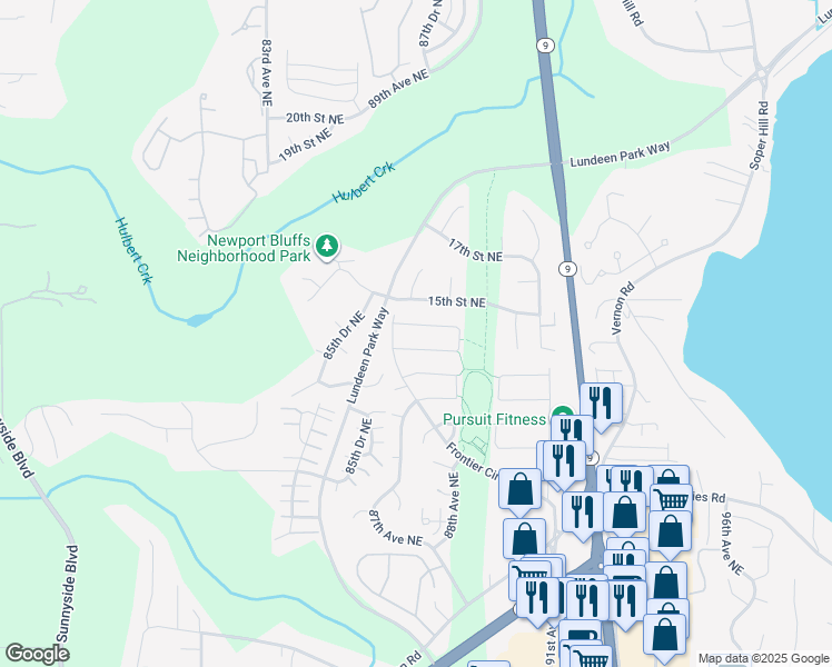 map of restaurants, bars, coffee shops, grocery stores, and more near 8702 14th Street Northeast in Lake Stevens
