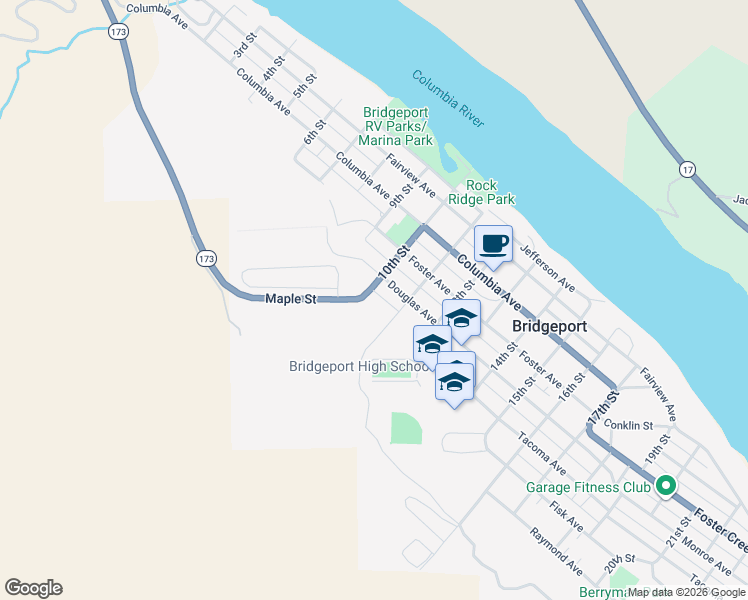 map of restaurants, bars, coffee shops, grocery stores, and more near 525 10th Street in Bridgeport