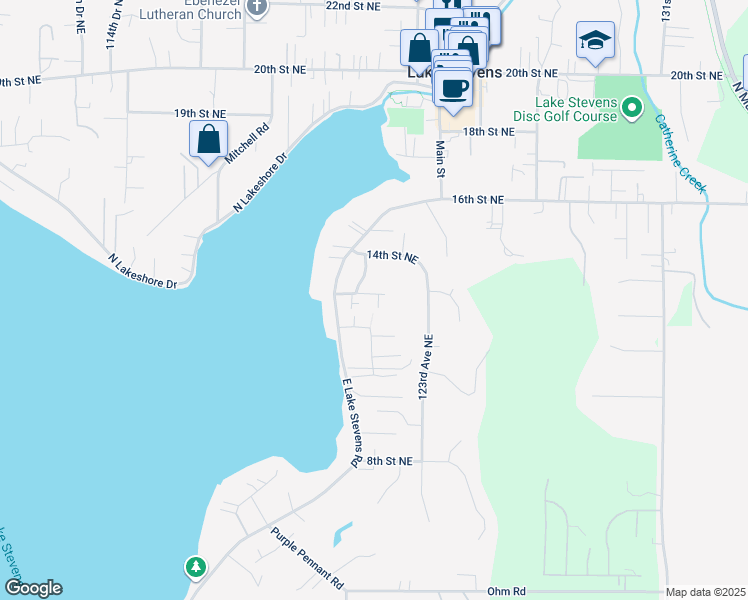 map of restaurants, bars, coffee shops, grocery stores, and more near 12006 13th Street Northeast in Lake Stevens