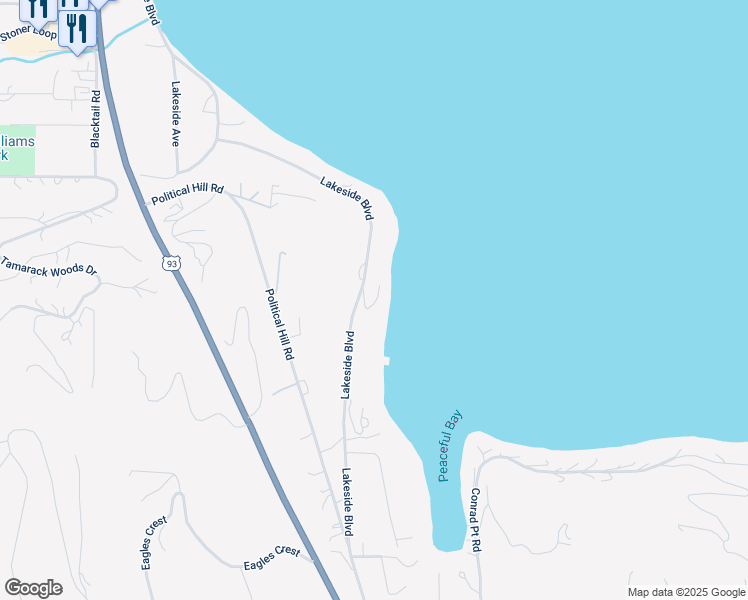 map of restaurants, bars, coffee shops, grocery stores, and more near 949 Lakeside Boulevard in Lakeside