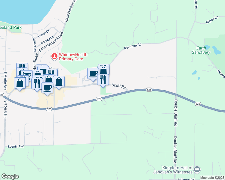 map of restaurants, bars, coffee shops, grocery stores, and more near 1832 Scott Road in Freeland