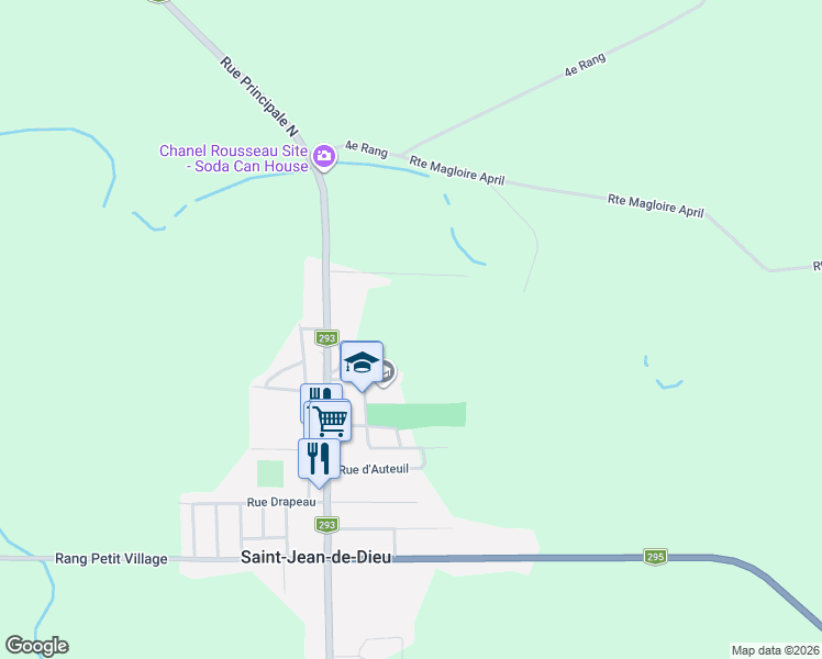 map of restaurants, bars, coffee shops, grocery stores, and more near 2 Rue Sainte Marie in Saint-Jean-de-Dieu