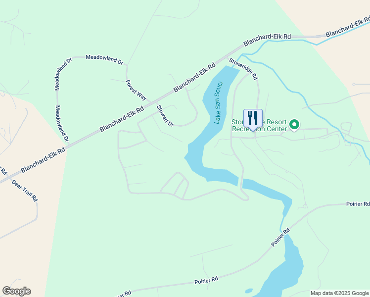 map of restaurants, bars, coffee shops, grocery stores, and more near 188 San Souci Drive in Blanchard