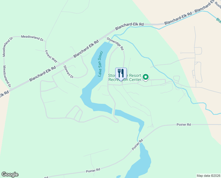 map of restaurants, bars, coffee shops, grocery stores, and more near 303 Hanaford Road in Blanchard
