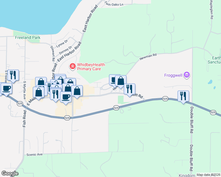 map of restaurants, bars, coffee shops, grocery stores, and more near 1802 Newman Road in Freeland