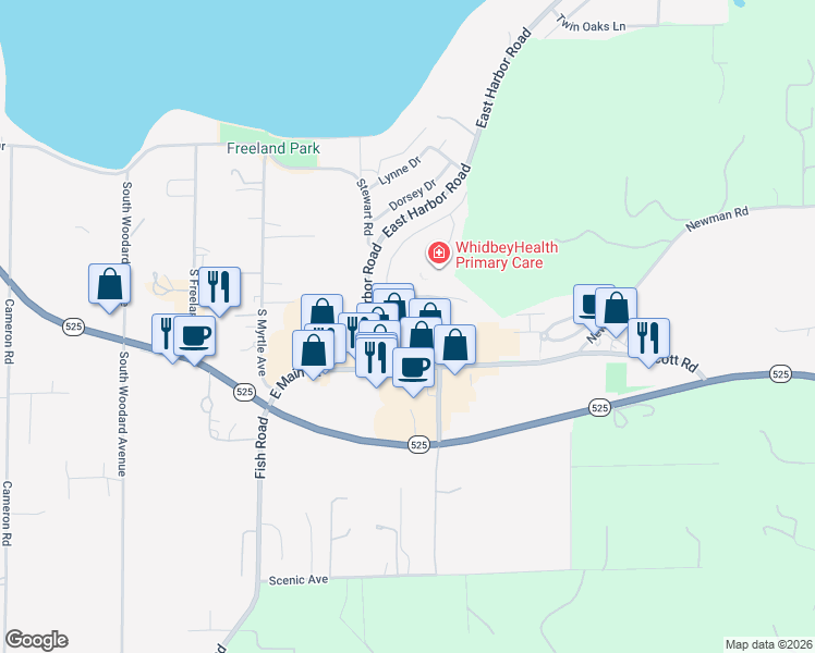 map of restaurants, bars, coffee shops, grocery stores, and more near 5505 Topaz Court in Freeland